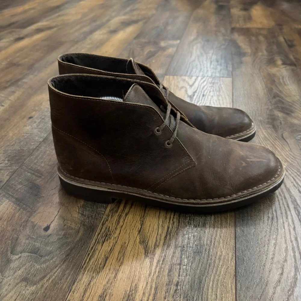 Clarks Bushacre 2 Mens Beeswax Brown Leather Chukka Desert Boots Size 9M